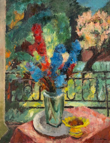 Bouquet de fleurs à la balustrade